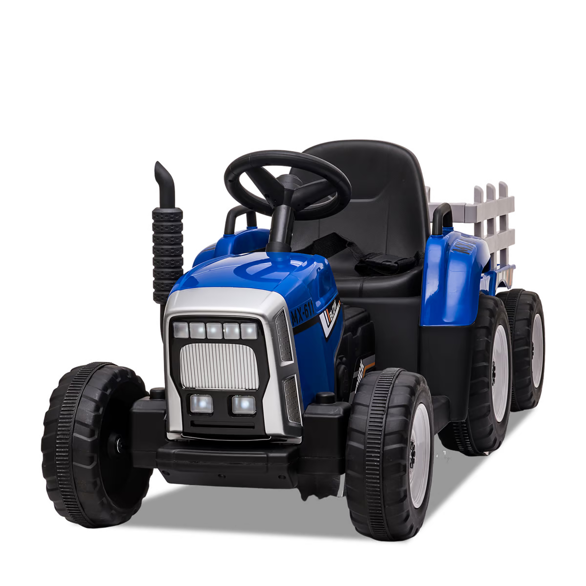 Tracteur électrique enfant avec remorque Bleu