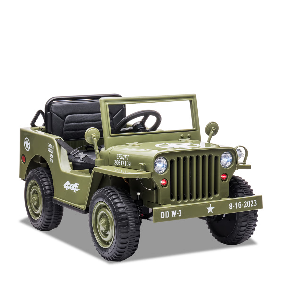 Voiture enfant électrique jeep willys 1 place Noir