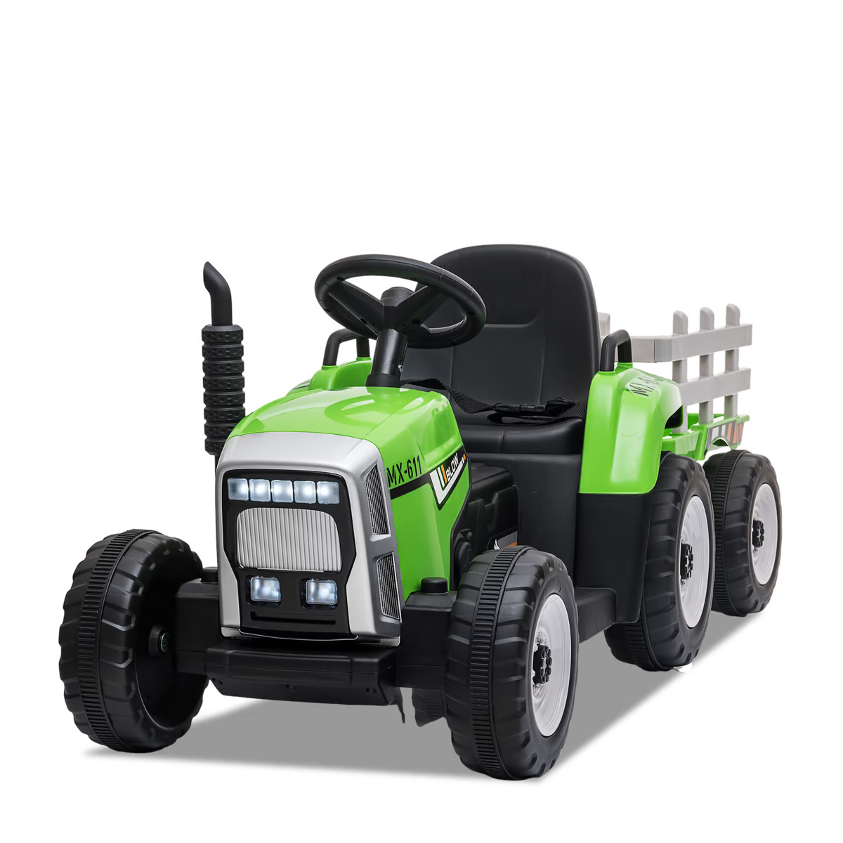 Tracteur électrique enfant avec remorque Vert