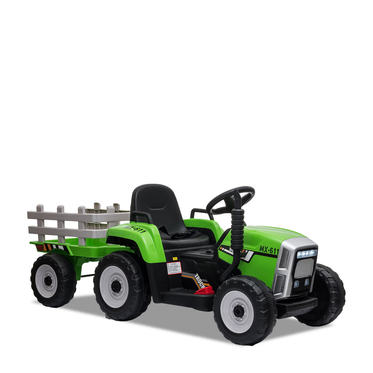 Tracteur électrique enfant avec remorque Vert
