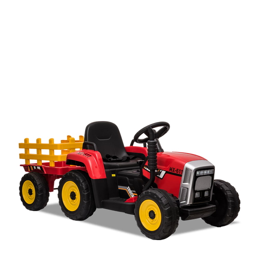 Tracteur électrique enfant avec remorque Rouge