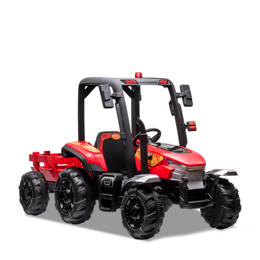 Tracteur enfant électrique agricole xl avec remorque Rouge