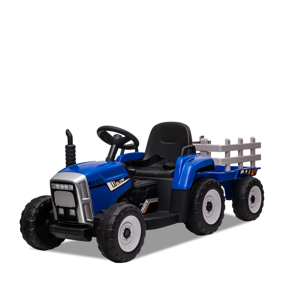 Tracteur électrique enfant avec remorque Bleu