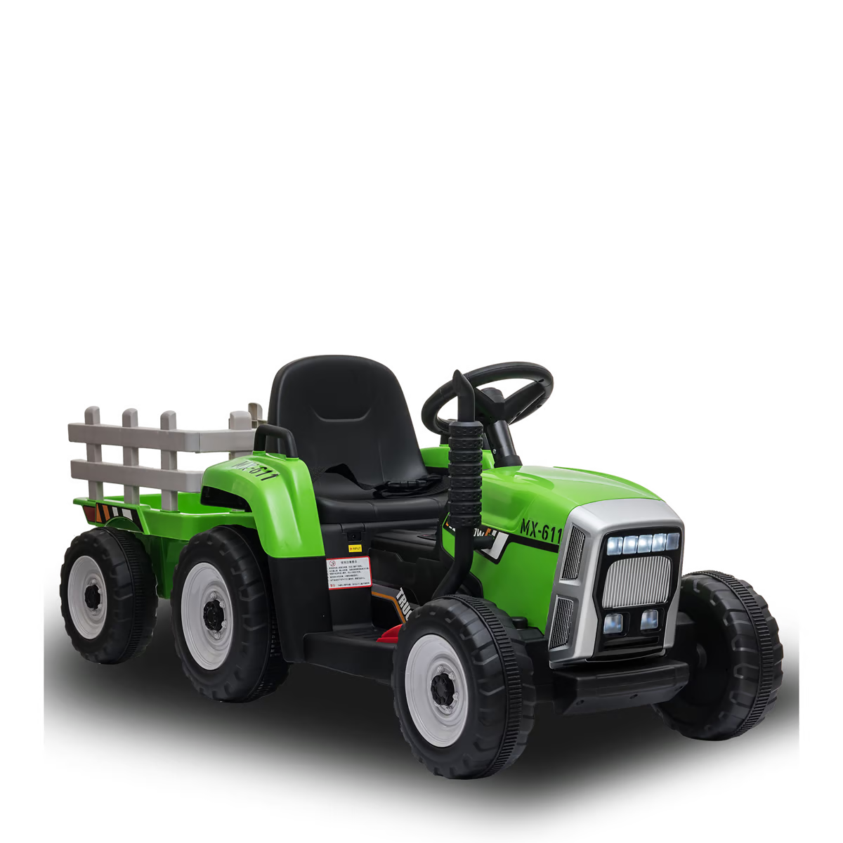 Tracteur électrique enfant avec remorque Vert