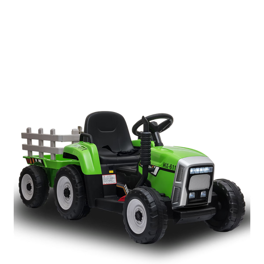 Tracteur électrique enfant avec remorque Vert