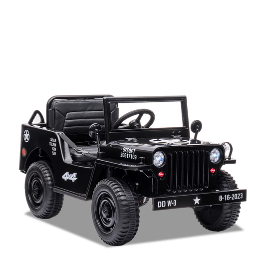 Voiture enfant électrique jeep willys 1 place Noir