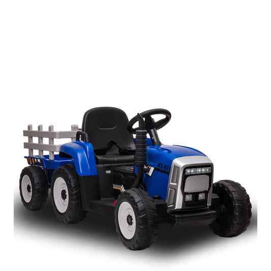 Tracteur électrique enfant avec remorque Bleu