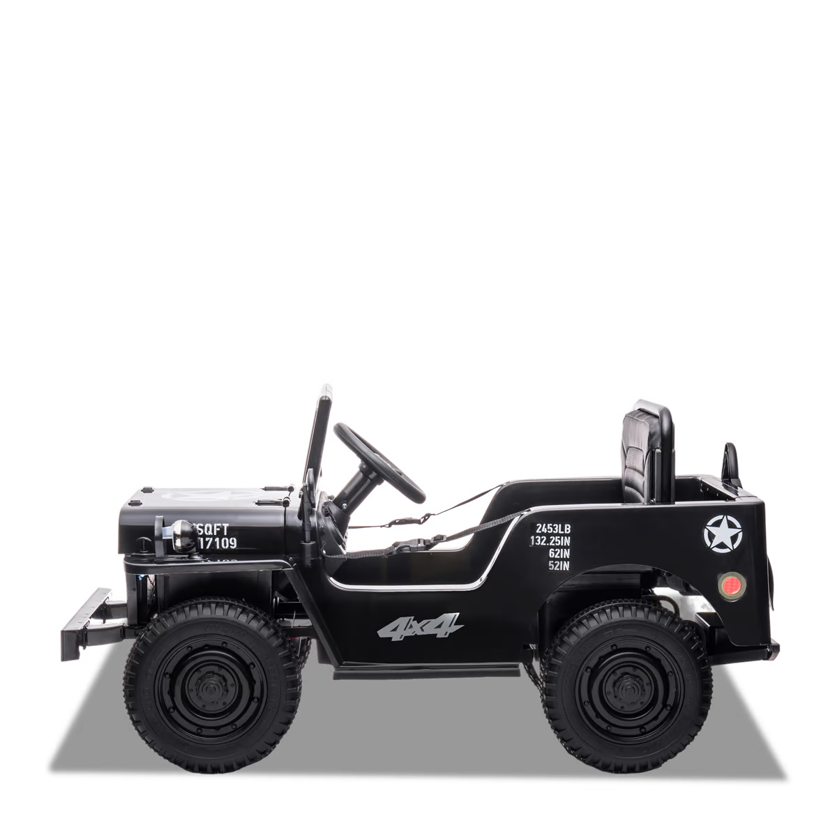 Voiture enfant électrique jeep willys 1 place Noir