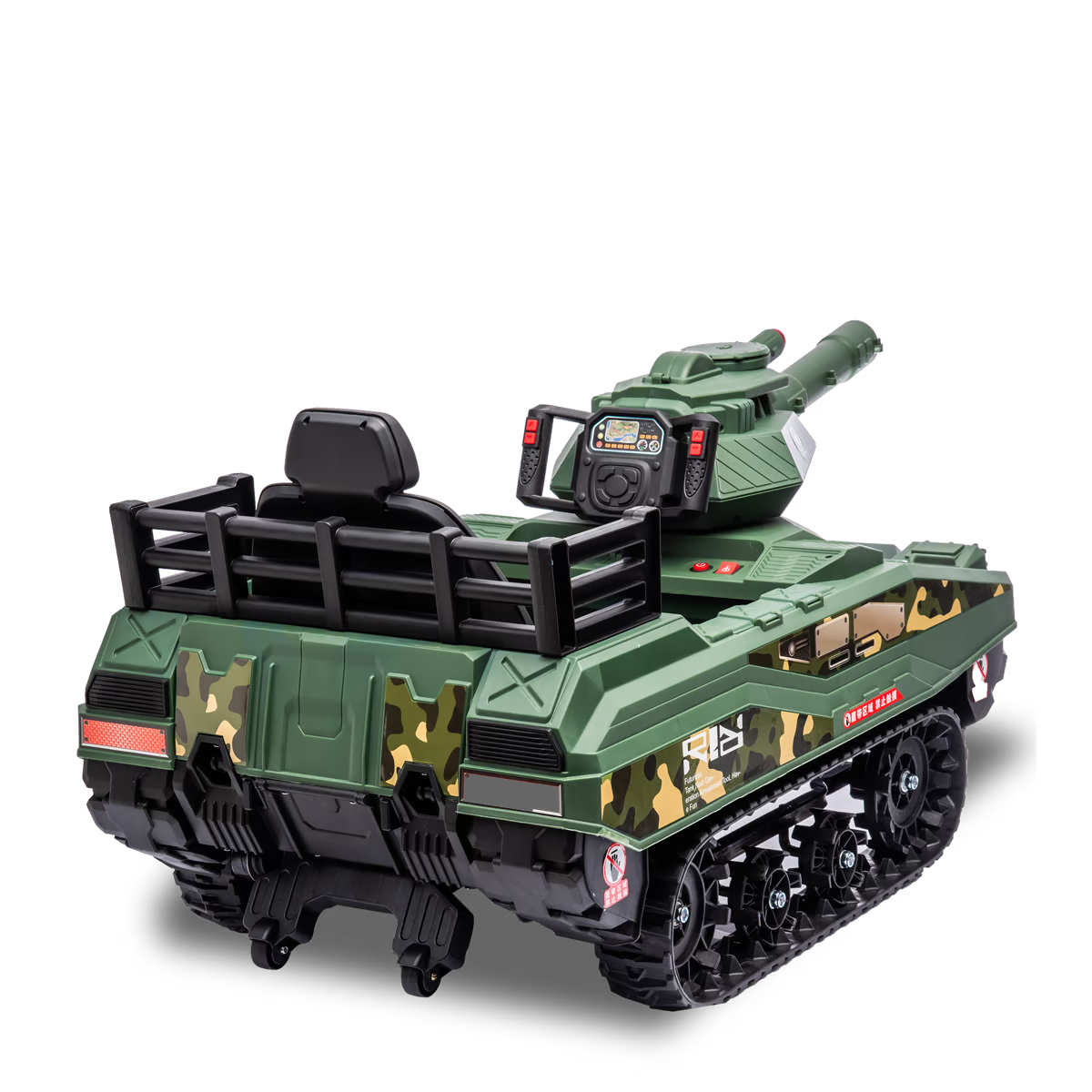 Tank militaire électrique enfant avec son canon tireur Vert