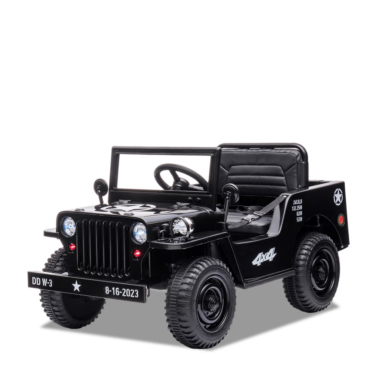 Voiture enfant électrique jeep willys 1 place Noir