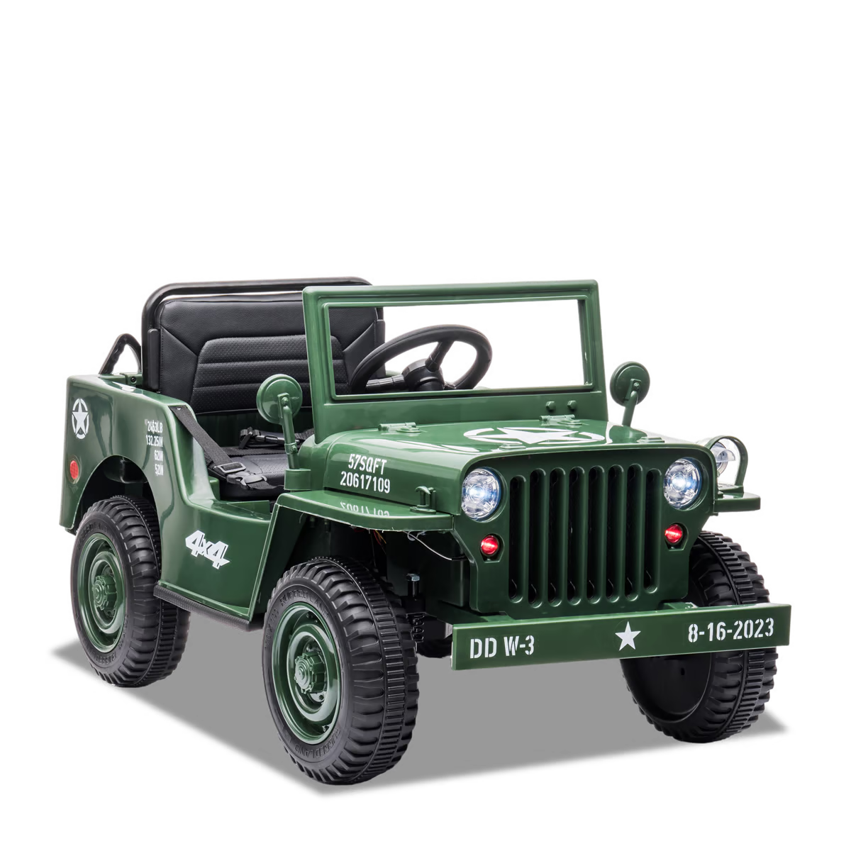 Voiture enfant électrique jeep willys 1 place Noir